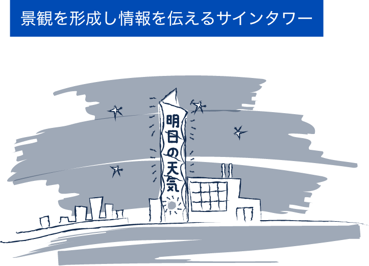 景観を形成し情報を伝えるサインタワー